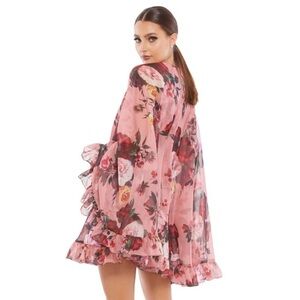 NEW MAC DUGGAL PINK FLORAL CAPE DRESS SIZE 6
